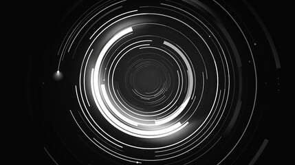 white neon light circle black background.