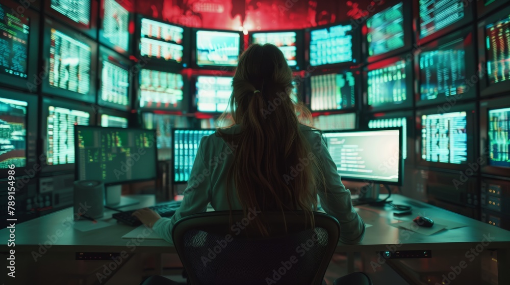 Poster A female manager in the data center has a wide range of knowledge in the field of information technology and has extensive experience in managing IT projects.