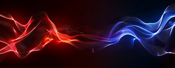 Abstract background with glowing lines in the shape of waves and more.