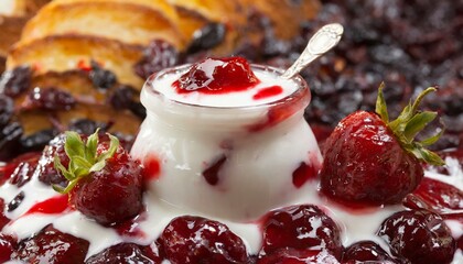 panna cotta dessert with cherry