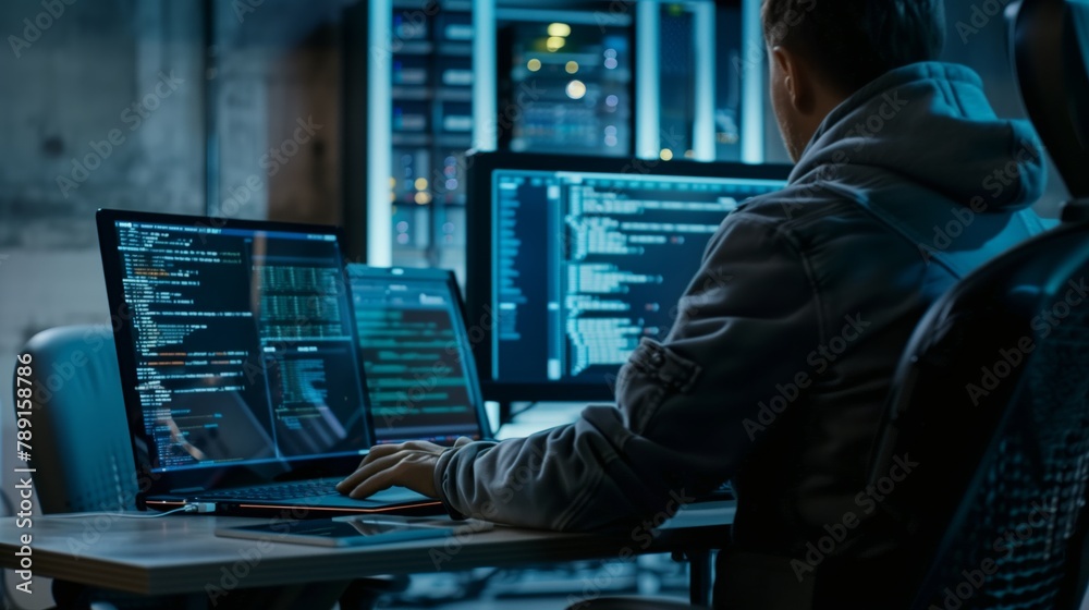 Aufkleber IT manager in the data center ensures the implementation of modern technologies and best practices in the field of IT infrastructure, aimed at optimizing processes and increasing efficiency