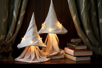 Wizard Hat Lampshade & Magic Book Ends: Enchanted Fairy Tale Nursery Decors