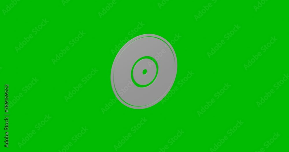 Poster animation of rotation of a white gramophone record symbol with shadow. simple and complex rotation. 