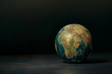 Atmospheric shot of a vintage-style globe with a minimalist touch, featuring soft lighting and shadow play