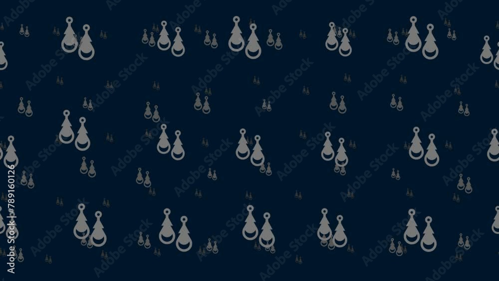 Poster earrings symbols float horizontally from left to right. parallax fly effect. floating symbols are lo