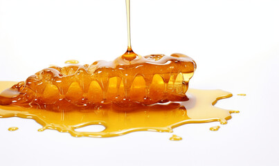 side view, honey, white background сreated with Generative Ai