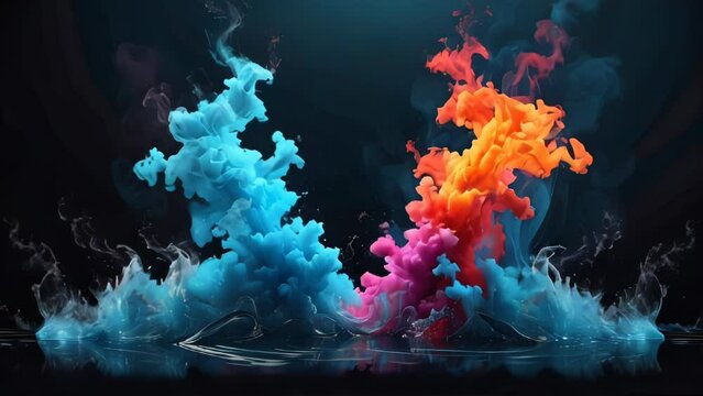 Vivid-colored smoke rises in a dramatic dance. Generative AI Video. ProRes LT 59.94 FPS is available in 4K 16:9.