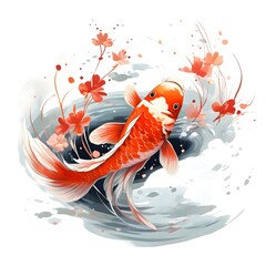 Koi Pond: Graceful koi fish swimming in a peaceful pond