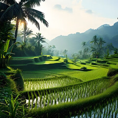 rice cultivation, ai-generatet - obrazy, fototapety, plakaty