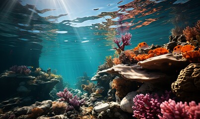 Underwater View of Coral Reef Devoid of Color