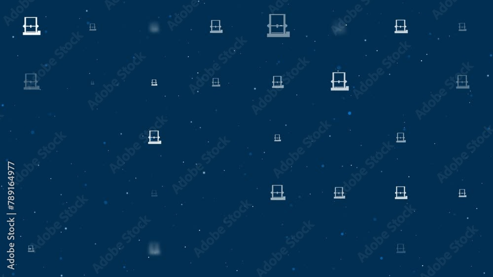 Poster template animation of evenly spaced 3d printer symbols of different sizes and opacity. animation of 