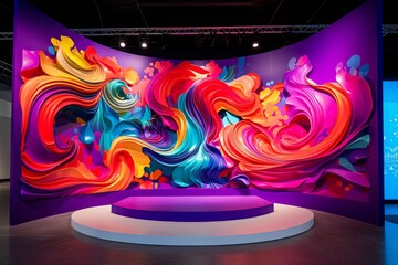 Fototapeta premium Vibrant Color Flow Graphics: Immersive Experience at the Interactive Museum Exhibit