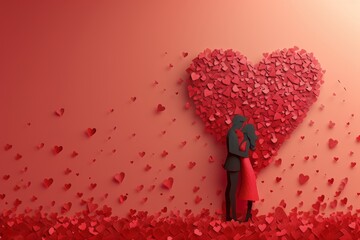 Explore the Psychological Comfort of Love Through Art: Stylized Hearts and Romantic Motifs Designed to Offer Emotional and Psychological Reassurance - obrazy, fototapety, plakaty