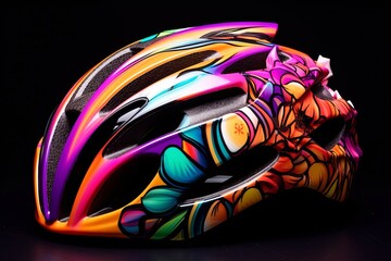 Professional Cycling: Vibrant Color Flow Graphics Adorning Team Helmets