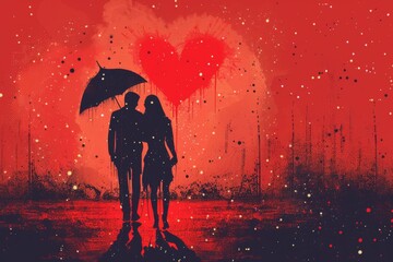 Dive Deep into the Heart of Love with Romantic Designs: Stylized Hearts and Emotional Connections Perfect for Setting a Romantic Scene - obrazy, fototapety, plakaty