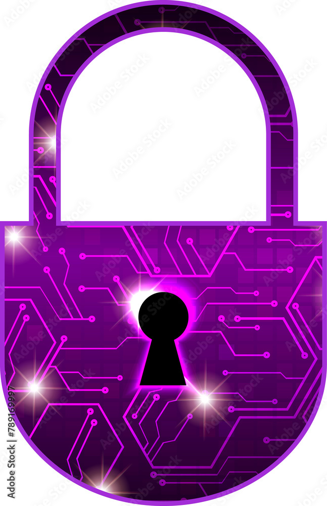 Wall mural Closed Padlock digital cyber security.