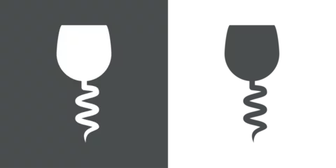 Fotobehang Logo club de vino. Silueta de copa de vino mitad sacacorchos © teracreonte
