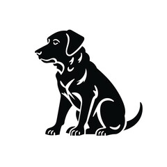 Obraz premium black dog snack outline clipart, simple land at icon, black and white, white background сreated with Generative Ai