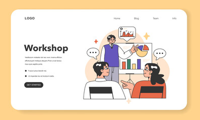 Training workshop web banner or landing page. Interactive