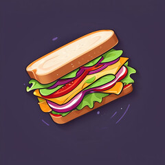 Sandwich cartoon illustration for t-shirt