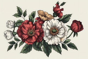 Vintage flower vector illustration. Vintage flowers illustration. Vector version is available under additional formats. . - obrazy, fototapety, plakaty