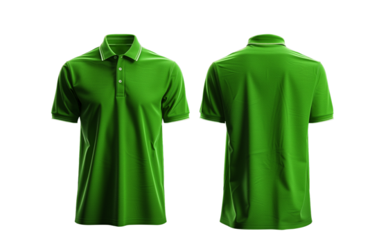 Sleek green Polo: Front and Back Mockup , cut out