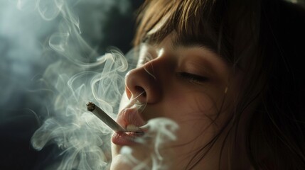 Obraz premium People smoke cannabis with smoke for entertainment usage