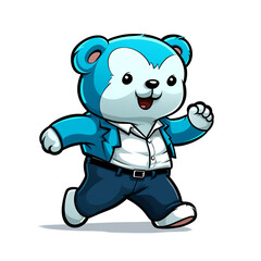 kawaii bear character animated sticker, in the style ofdark cyan and azure сreated with Generative Ai