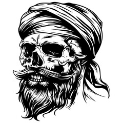 Pirate Skull with Turban Illustration SVG
