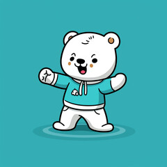 Fototapeta premium kawaii bear character animated sticker, in the style ofdark cyan and azure сreated with Generative Ai