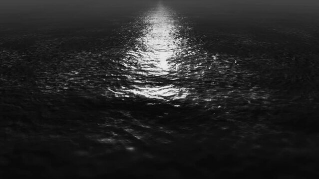 The Moon light or sun light over the sea, 3D design, Seamless Loop Animation.