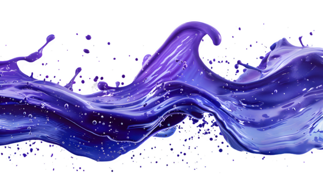 Purple paint splashes isolated on transparent background, PNG, Ai