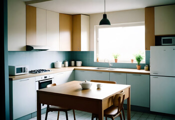 Fototapeta premium Elegant kitchen design with modern, elegant furniture 