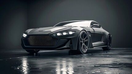 Luxury Expensive Car Parked on Dark Background - Sports Car