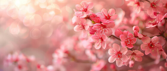 Vibrant pink cherry blossoms in sunlight