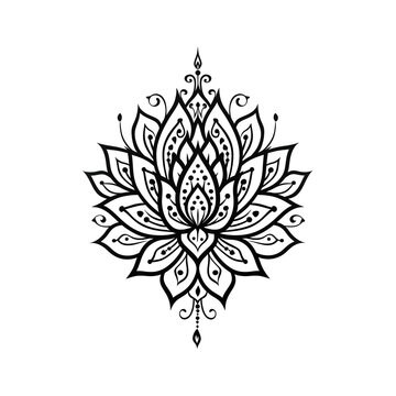 Mandala. Ethnic decorative element. Hand drawn backdrop. Islam, Arabic, Indian, ottoman motifs. Boho style.