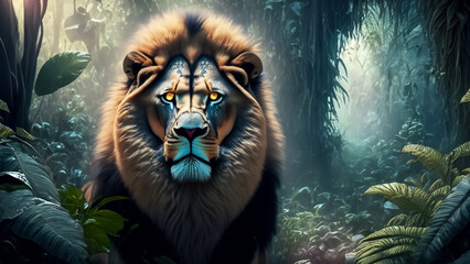 lion in the jungle