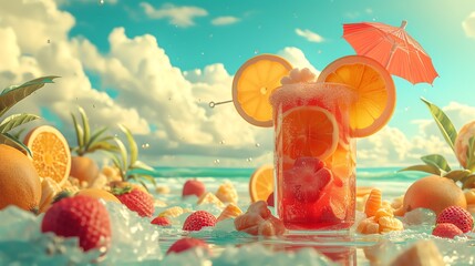 Beach Orange Juice Background illustration
