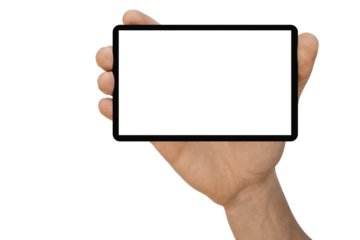 a tablet on the hand