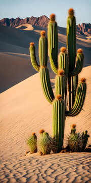 DSLR capture of a thriving cactus amid desolate desert