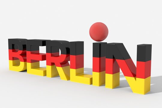 Testo 3D BERLIN con colori della bandiera della Germania