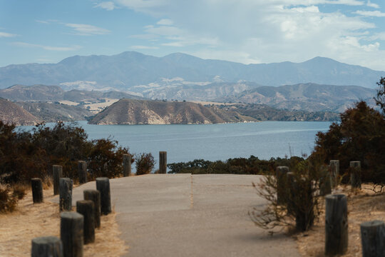 View of Lake Cachuma, California, from a panoramic vista point
