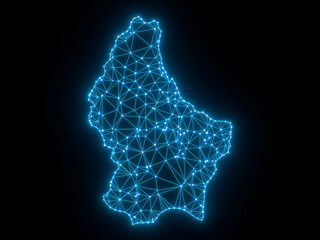 A sketching style of the map Luxembourg. An abstract image for a geographical design template. Image isolated on black background.