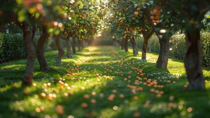 sunny day, apple orchard