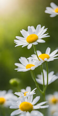 Spring flowers emerging gently, a burst of life in a minimalist landscape. Softly out of focus, lending an ethereal charm