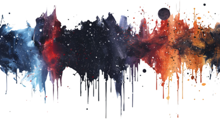 Cosmis paint splashes isolated on transparent background, PNG, Ai