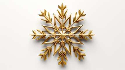Elegant Golden Snowflake Ornament on White