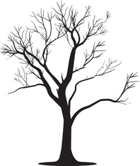 Tree without leaf silhouette vector black on white background, clean, simple,