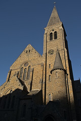  Saint Nicolas, historical neo-gothic church in La-Roche-en-ardenne, Luxembourg, Belgium. 