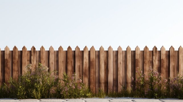 Wooden fence isolated on white background
